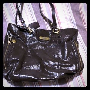 Paten brown coach purse